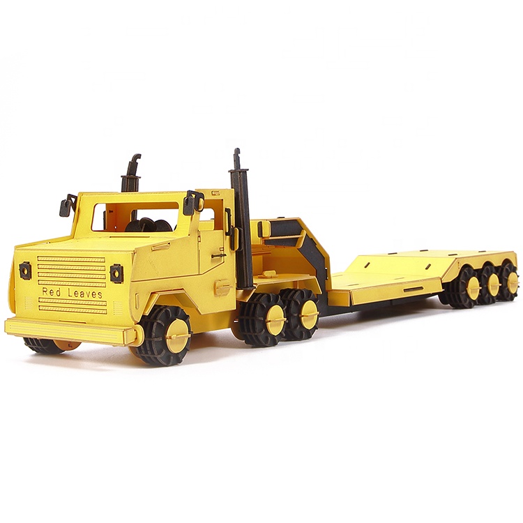 DIY 3D Paper Construction Vehicle Cars Toy Trailer Vehicles Crafts Model Set Carrier Truck Car Toys Educational Gift For Kid