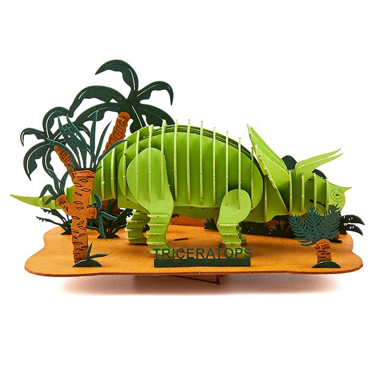 Handmade 3D Animal Triceratops Puzzle Games Kids Toys Educational Puzzles
